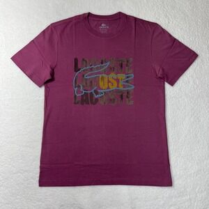 Lacoste Logo T-Shirt 100% Cotton Short Sleeve Burgundy Men's US Size M VTG NWT